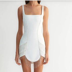 Mini White Bridal Afterparty Dress with Rhinestones